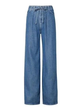 Frame Super Drape Drawstring Wide Leg Jeans in Ghost