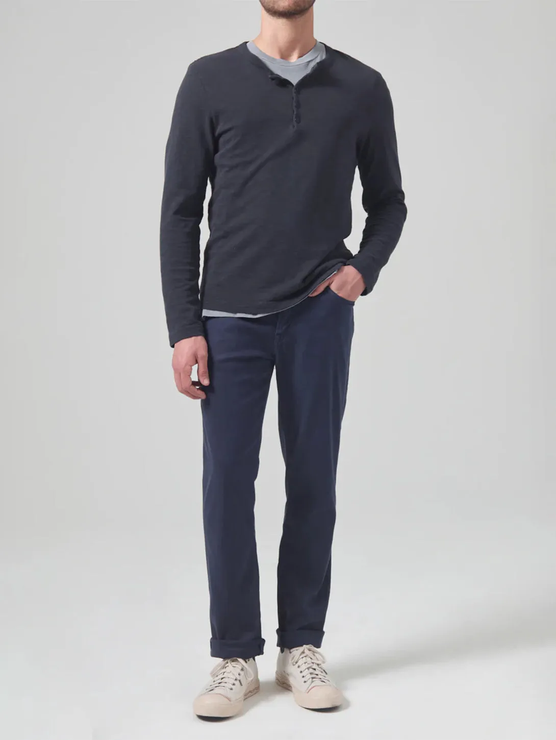 Gage Straight Linen Pant - Night Flight