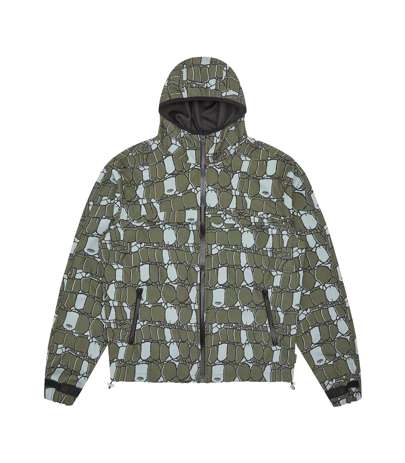 GATOR CAMO HOODED WINDBREAKER JACKET - GREEN