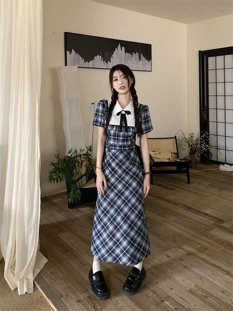 Genevieve Dark Academia Plaid Dress