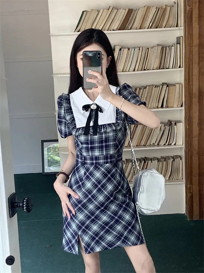 Genevieve Dark Academia Plaid Dress