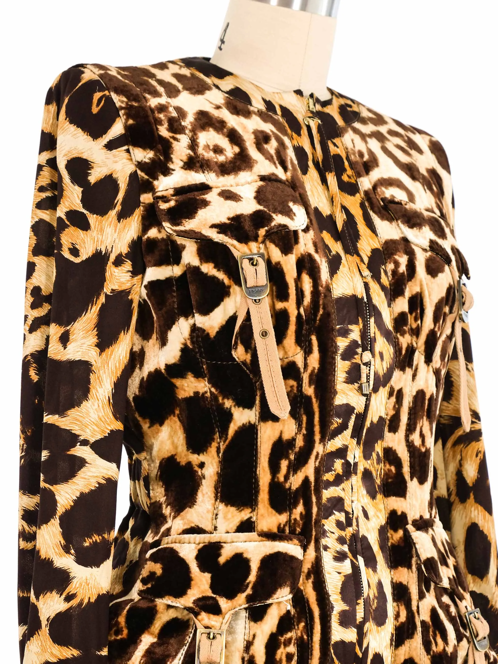 Gianfranco Ferre Velour Leopard Printed Jacket