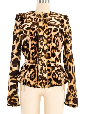 Gianfranco Ferre Velour Leopard Printed Jacket