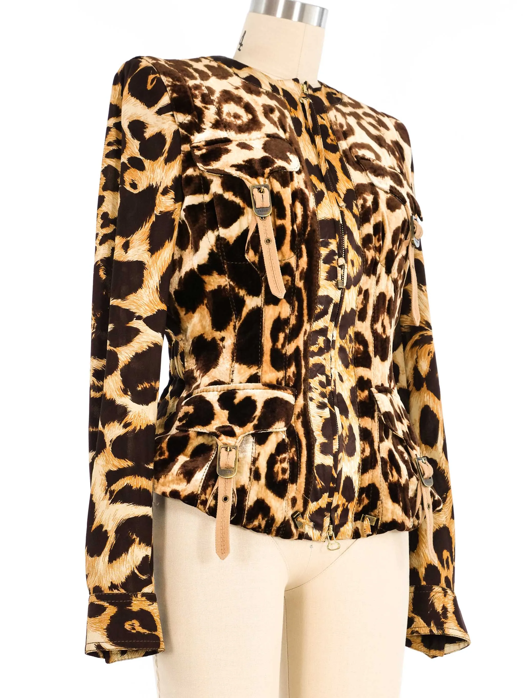 Gianfranco Ferre Velour Leopard Printed Jacket