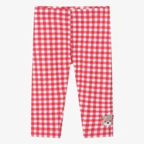 Girls Red Gingham Cotton Leggings