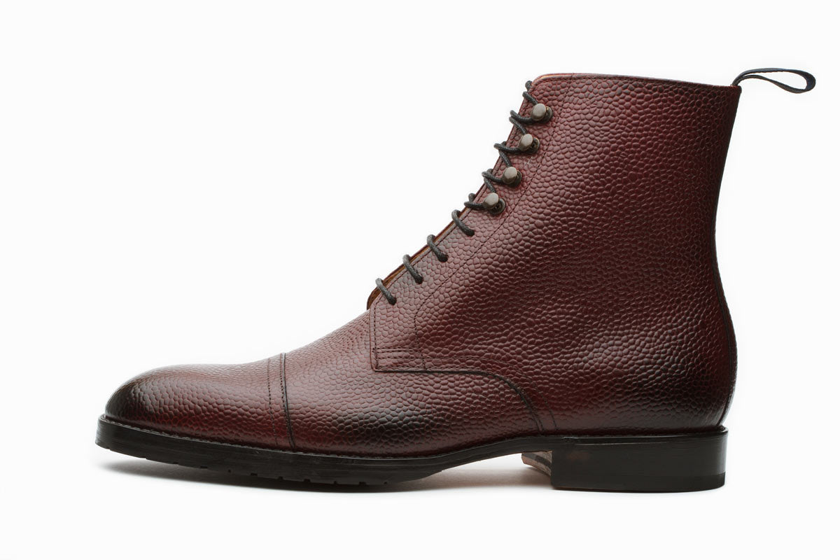 Grain Leather Boots –Burgundy