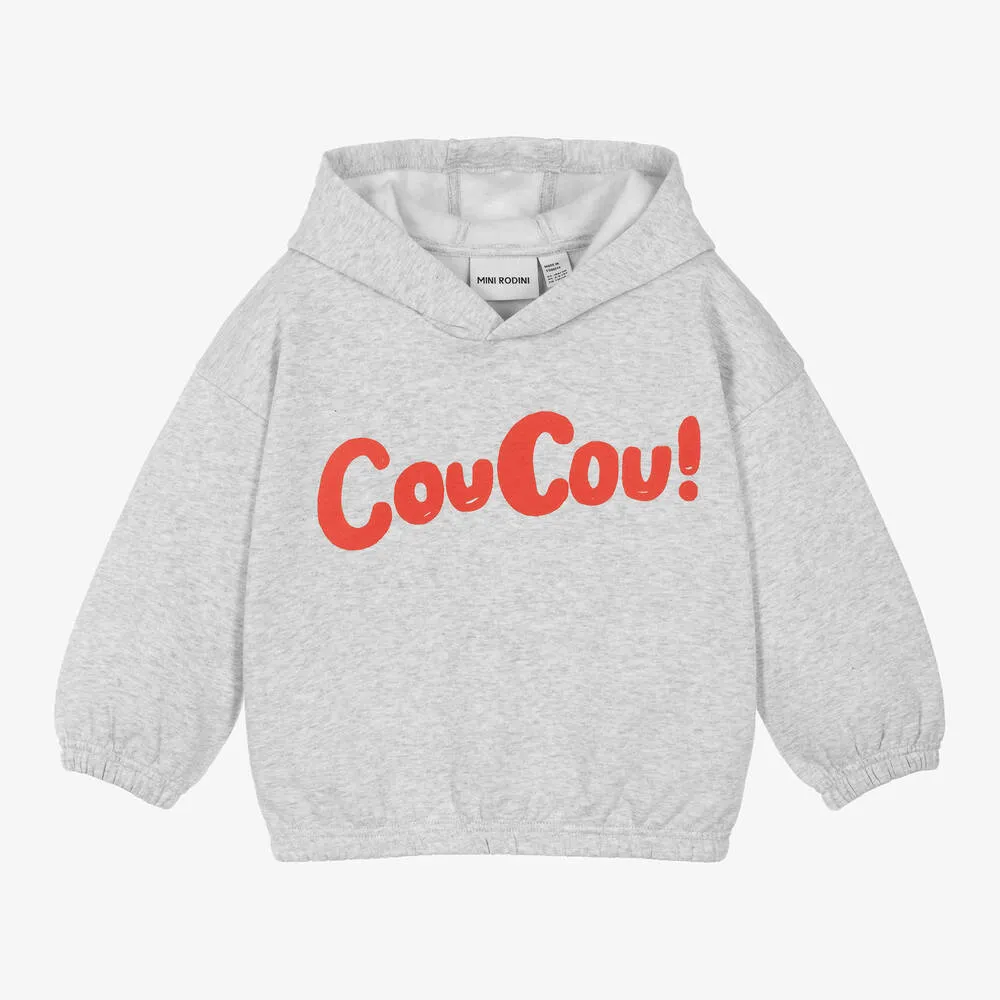 Grey Organic Cotton CouCou Print Hoodie