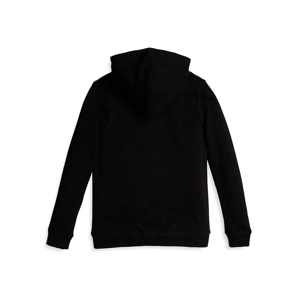 GUESS Boy's Triangle Logo Organic Cotton Fleece Hoodie