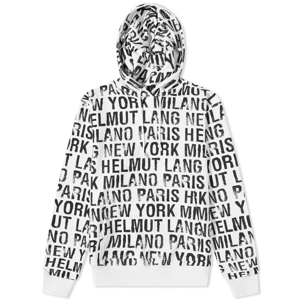 Helmut Lang All Over Logo Popover HoodieWhite