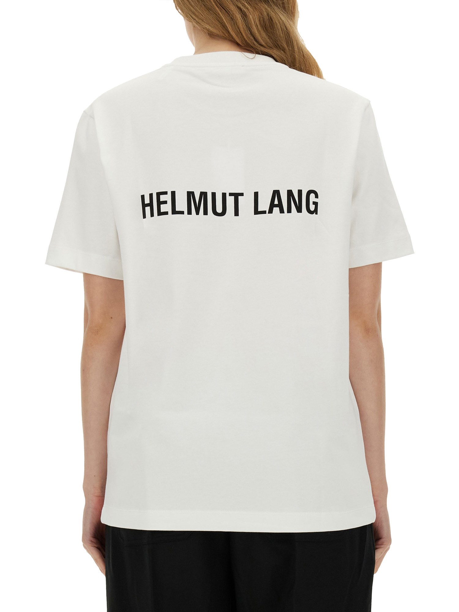 HELMUT LANG    COTTON JERSEY T-SHIRT WITH LOGO PRINT