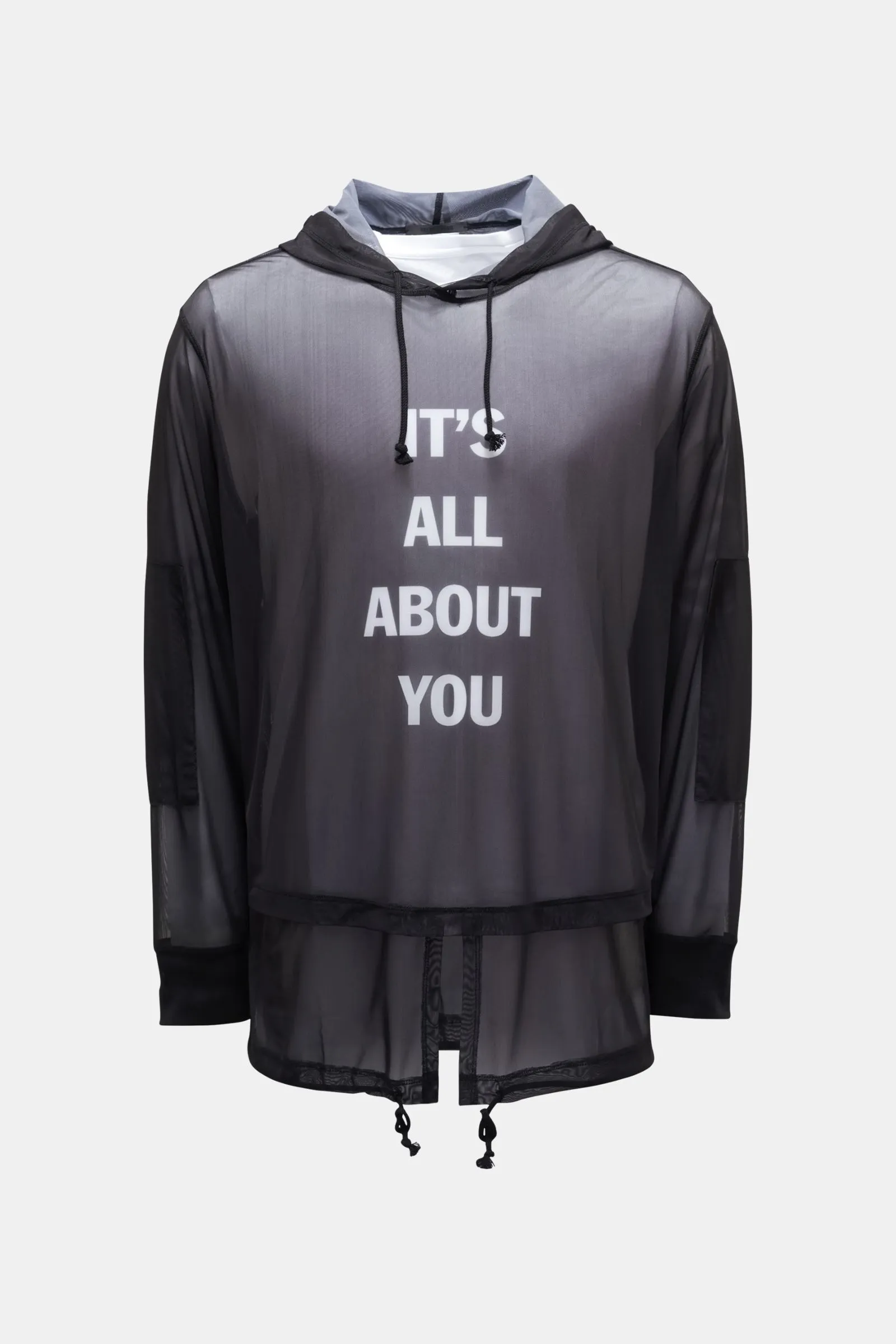 HELMUT LANG hooded long sleeve 'HWT Sheer Hoodie' black transparent