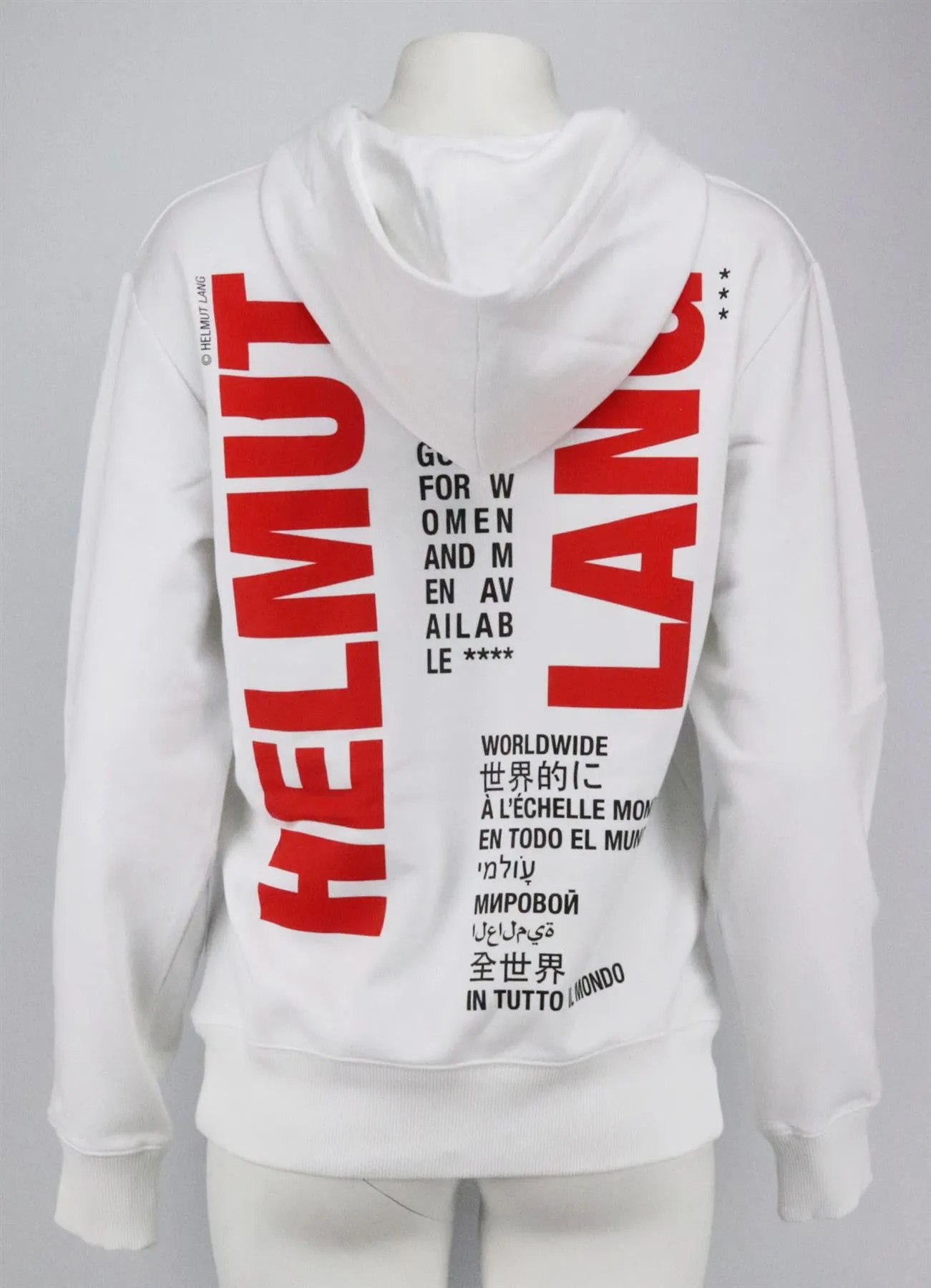 HELMUT LANG PRINTED COTTON JERSEY HOODIE MEDIUM