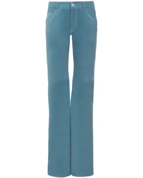 High Rise Straight Suede Pant in Grizzled Blue