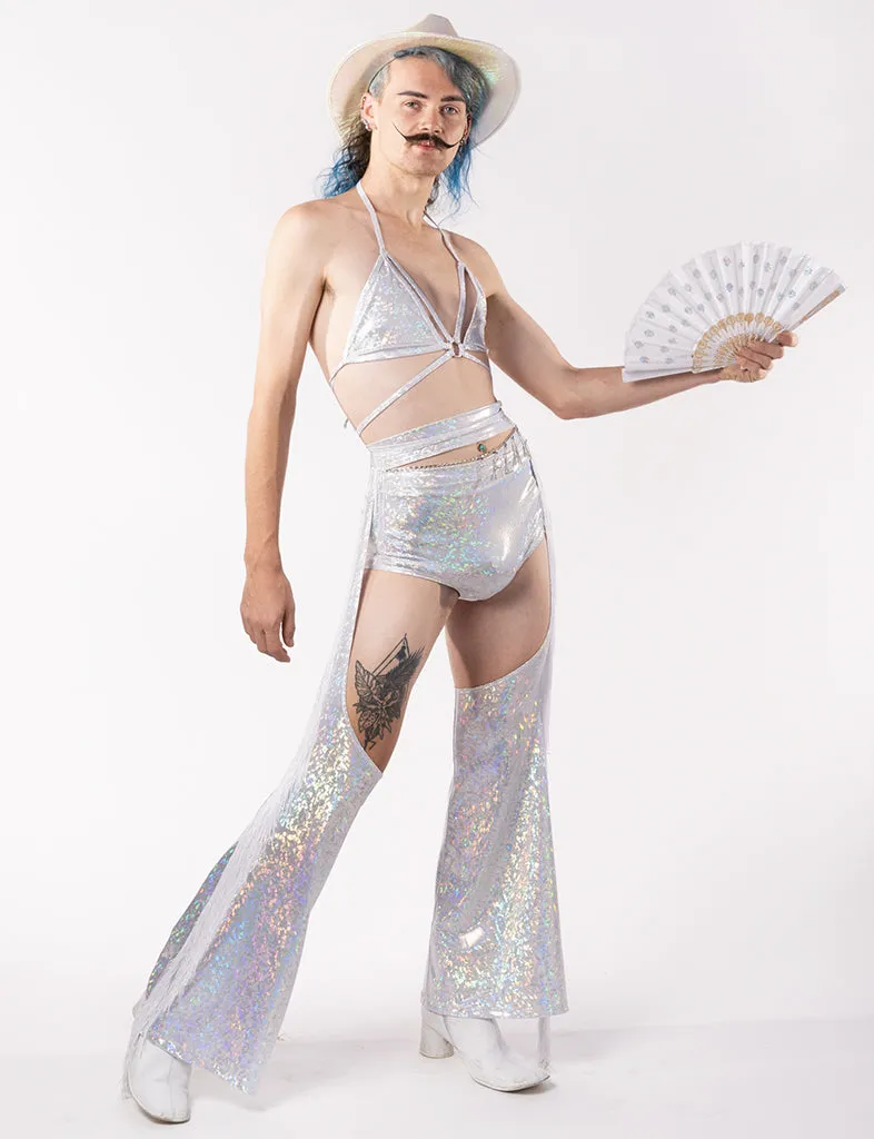 HOLOGRAPHIC CHAPS - PLAYA WHITE