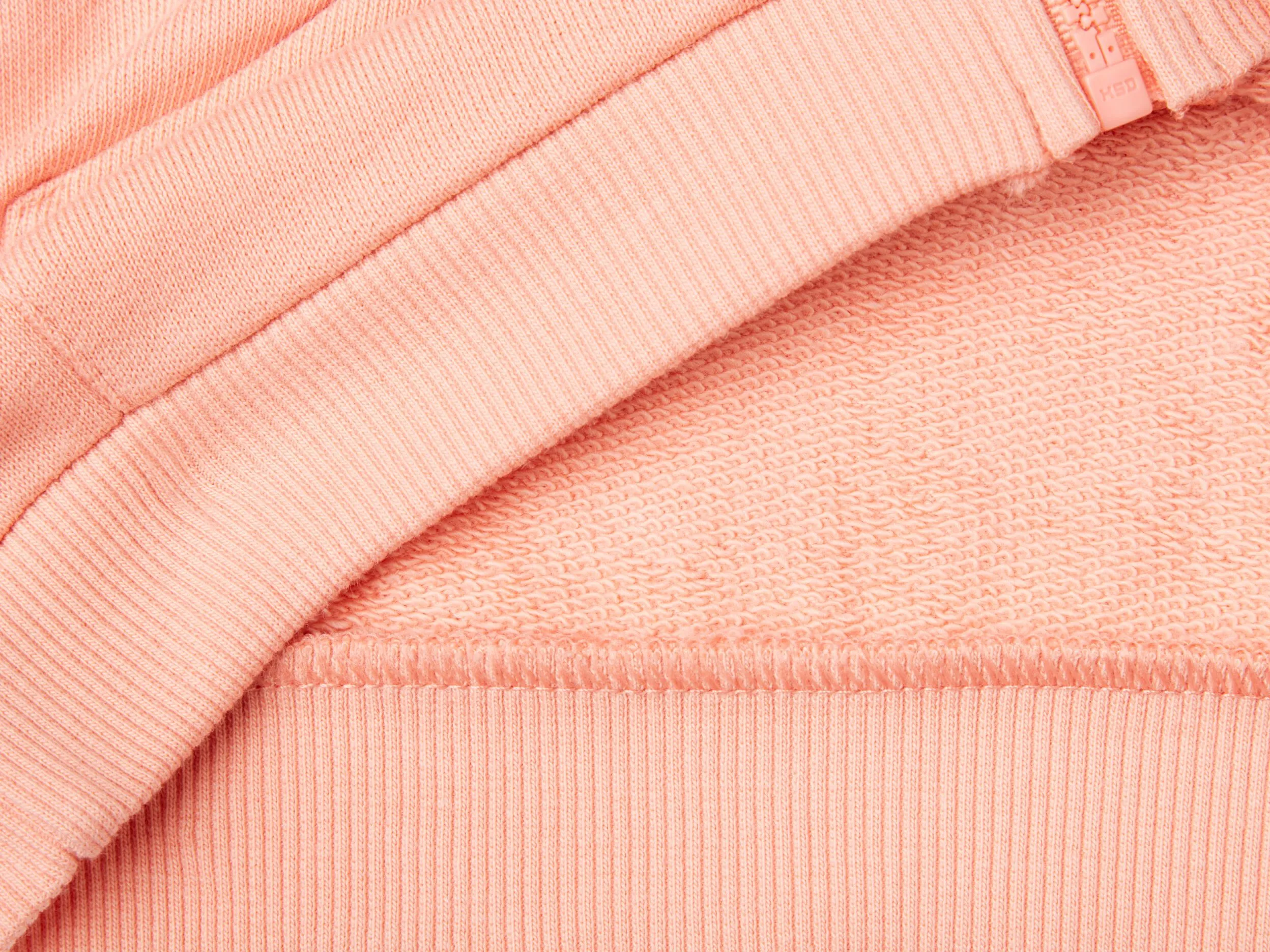 Hoodie with zip in organic cotton - Peach | Benetton