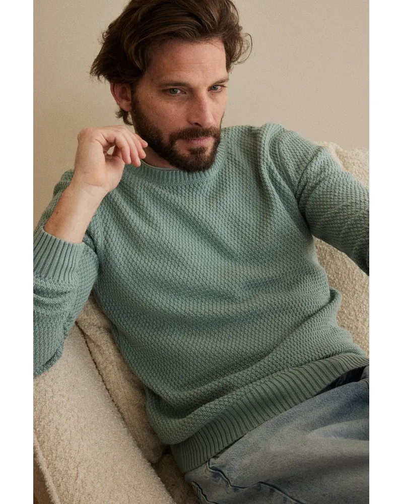 Jaqk - Tourmalet Sweater - Organic Cotton Knit - Green Tea