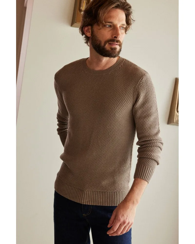 Jaqk - Tourmalet Sweater - Organic Cotton Knit - Walnut Brown