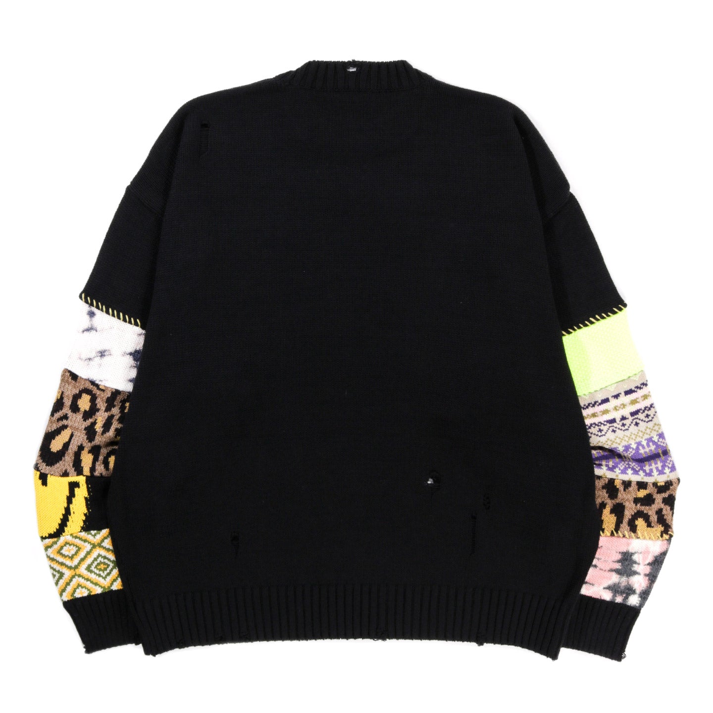 KAPITAL 5G COTTON KNIT HIPPIE SLEEVE CREW SWEATER BLACK