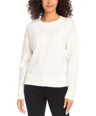 Karen Kane Faux Pearl Crewneck Sweater