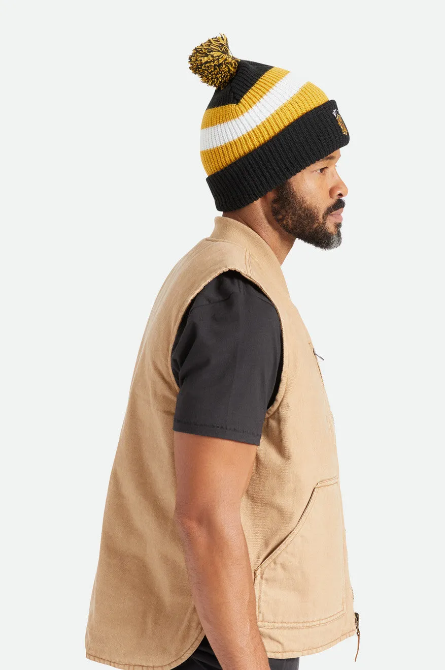 Kit Pom Beanie - Black/Off White/Bright Gold