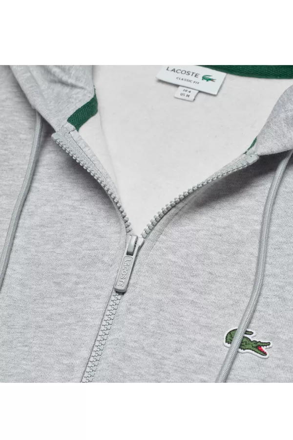 Lacoste Zip Hoodie Organic Cotton Grey