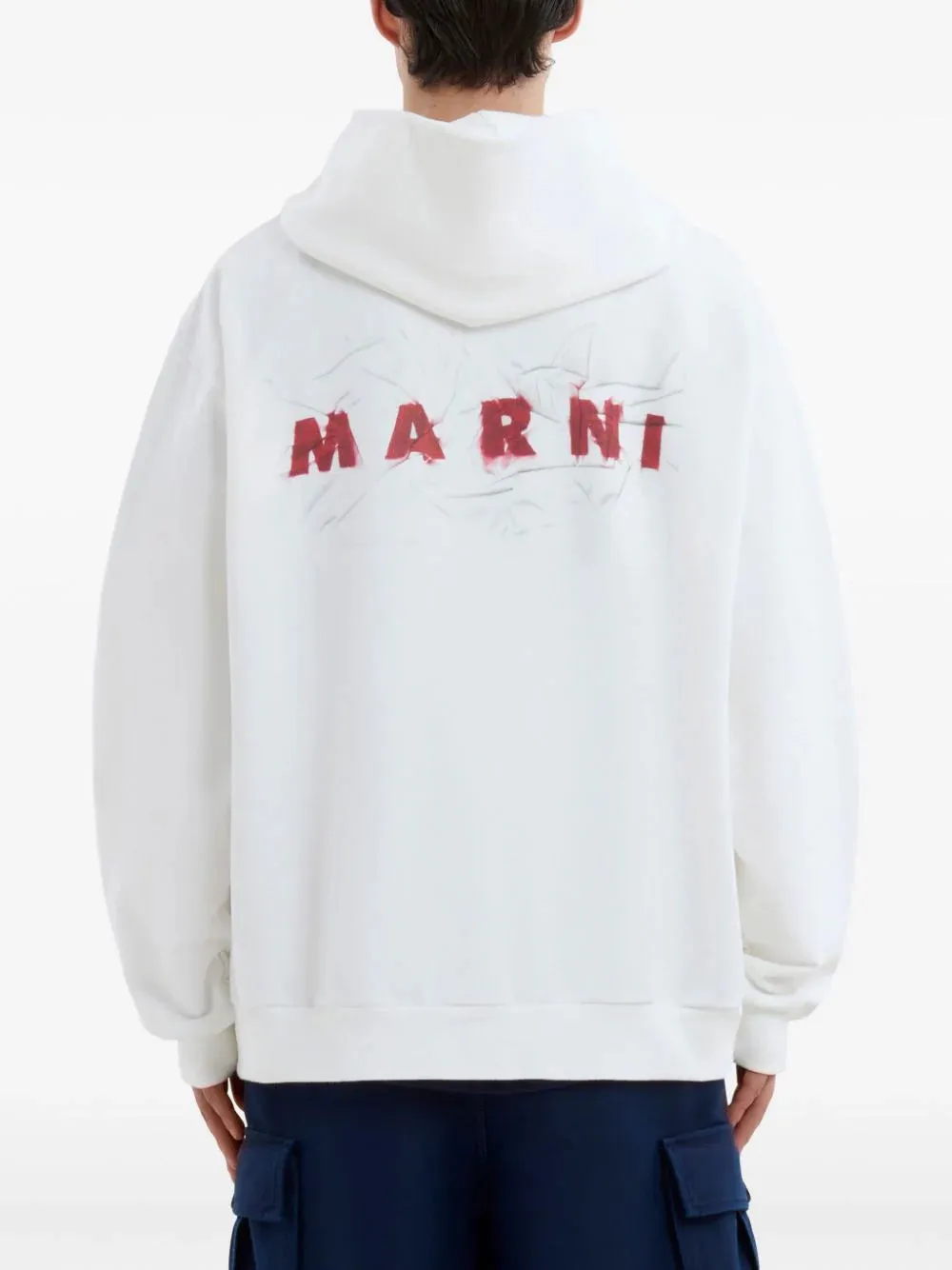 MARNI - Men Wrinkled Marni Logo Organic Cotton Hoodie