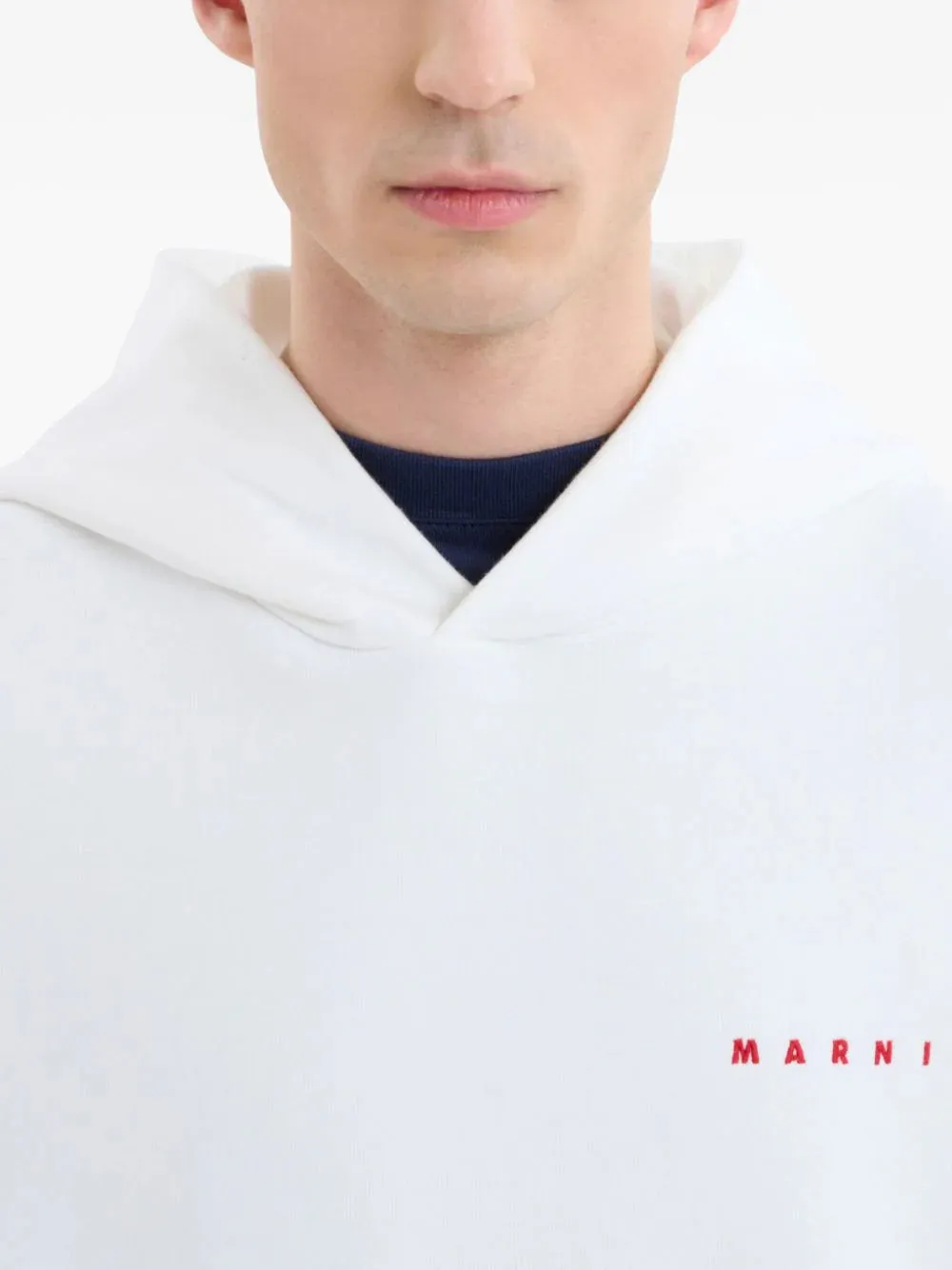 MARNI - Men Wrinkled Marni Logo Organic Cotton Hoodie