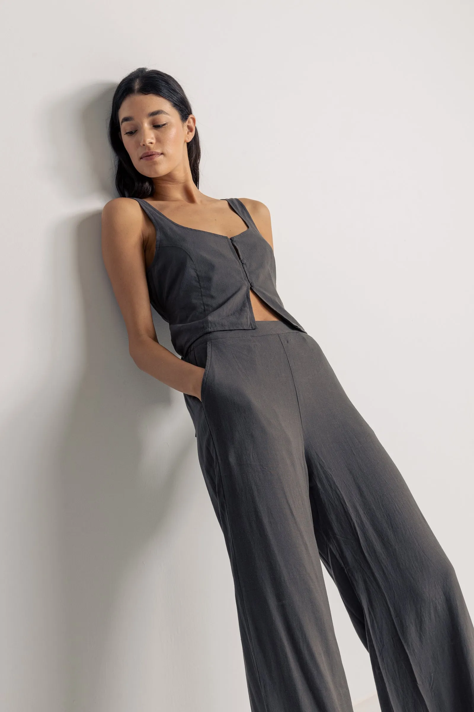 Maya Wide Leg Pant Charcoal