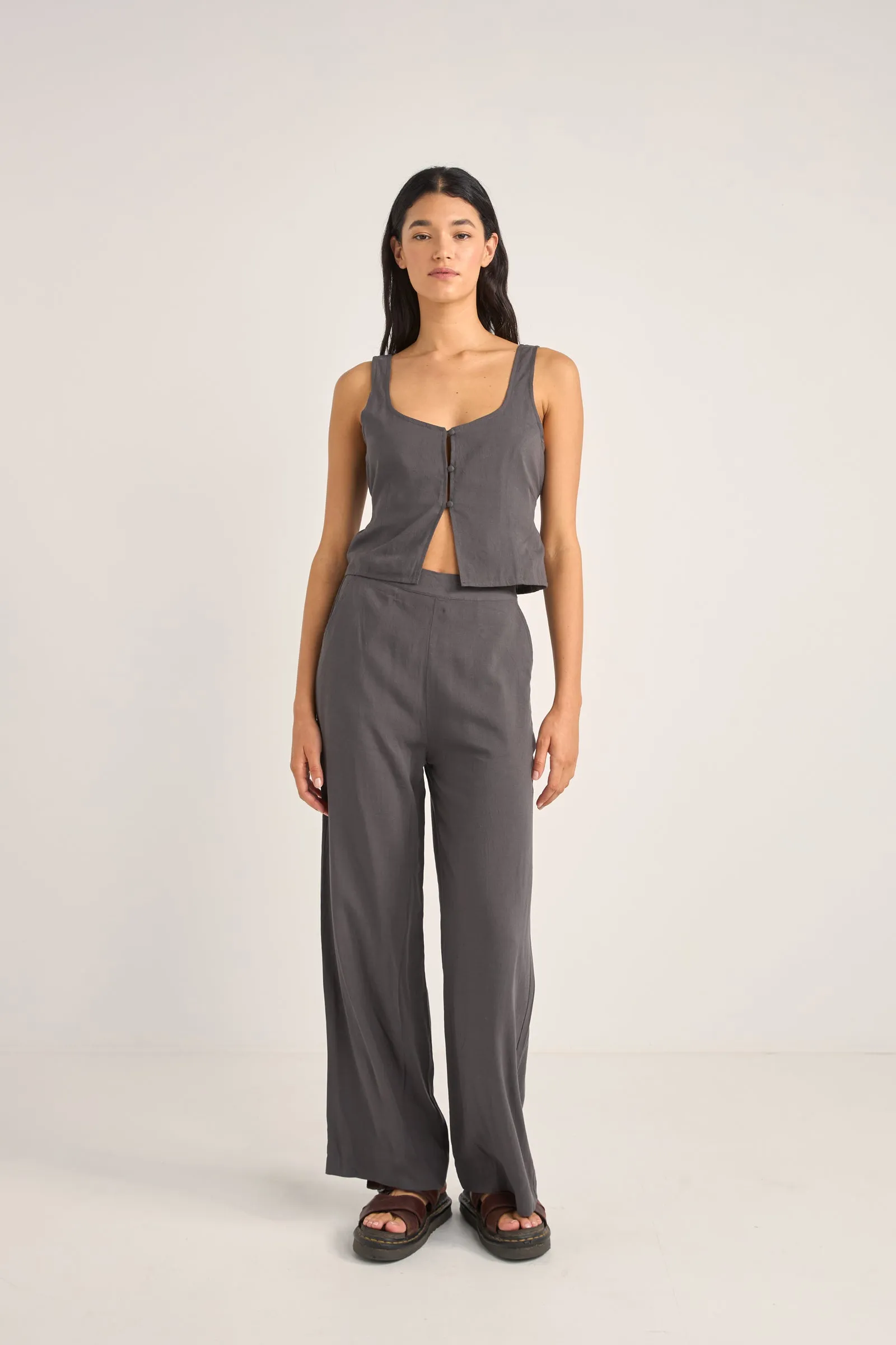 Maya Wide Leg Pant Charcoal