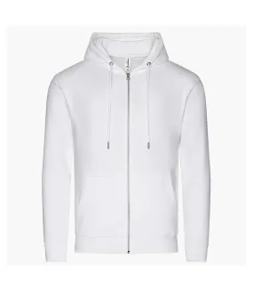 Mens organic full zip hoodie arctic white Awdis