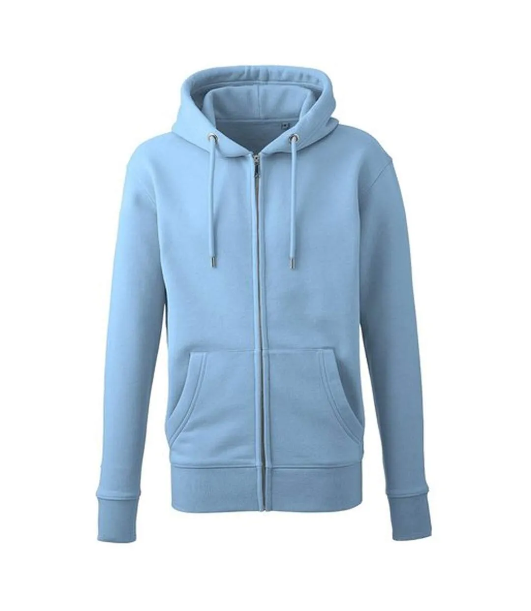 Mens organic full zip hoodie light blue Anthem