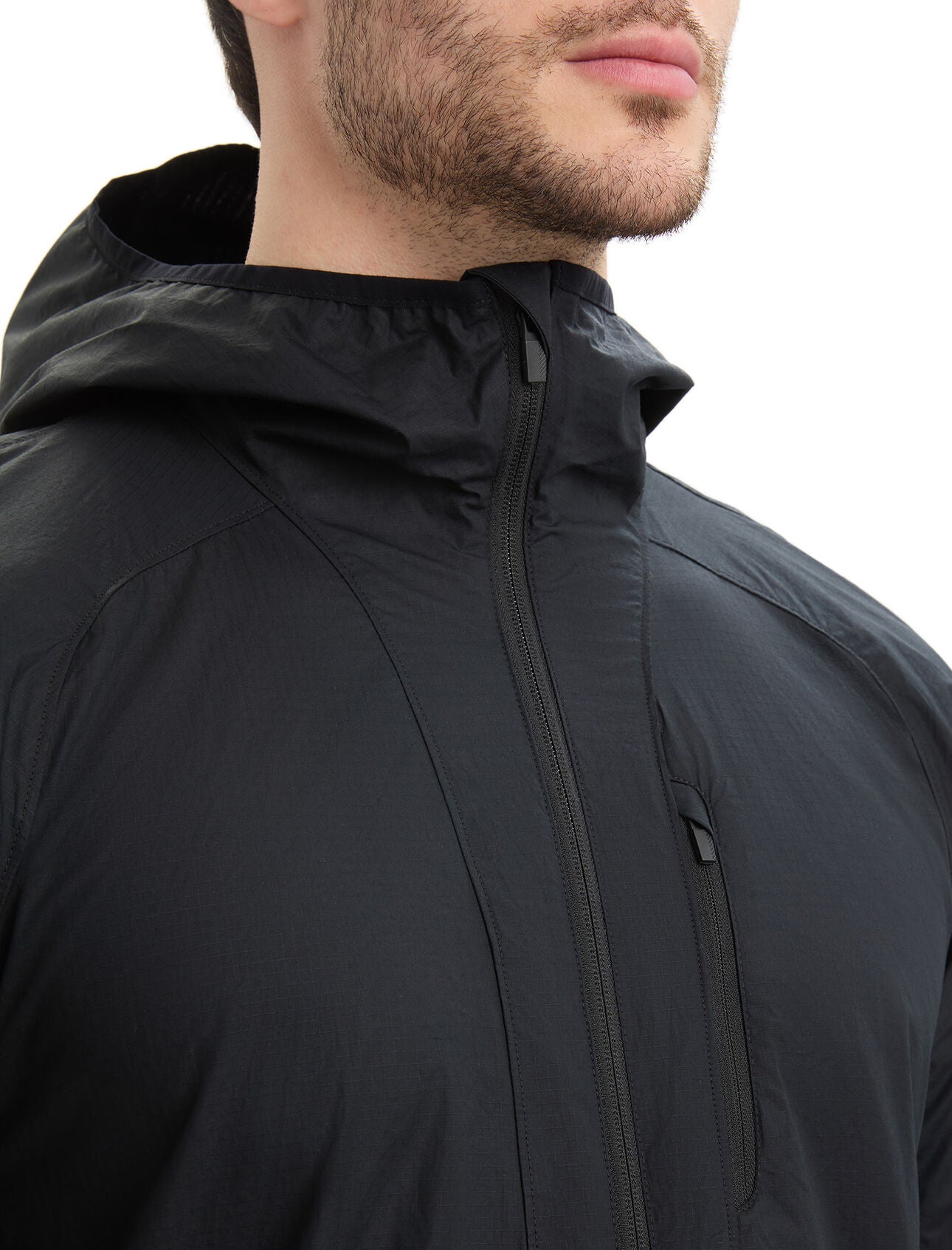 Mens Shell + Cotton Windbreaker - Black