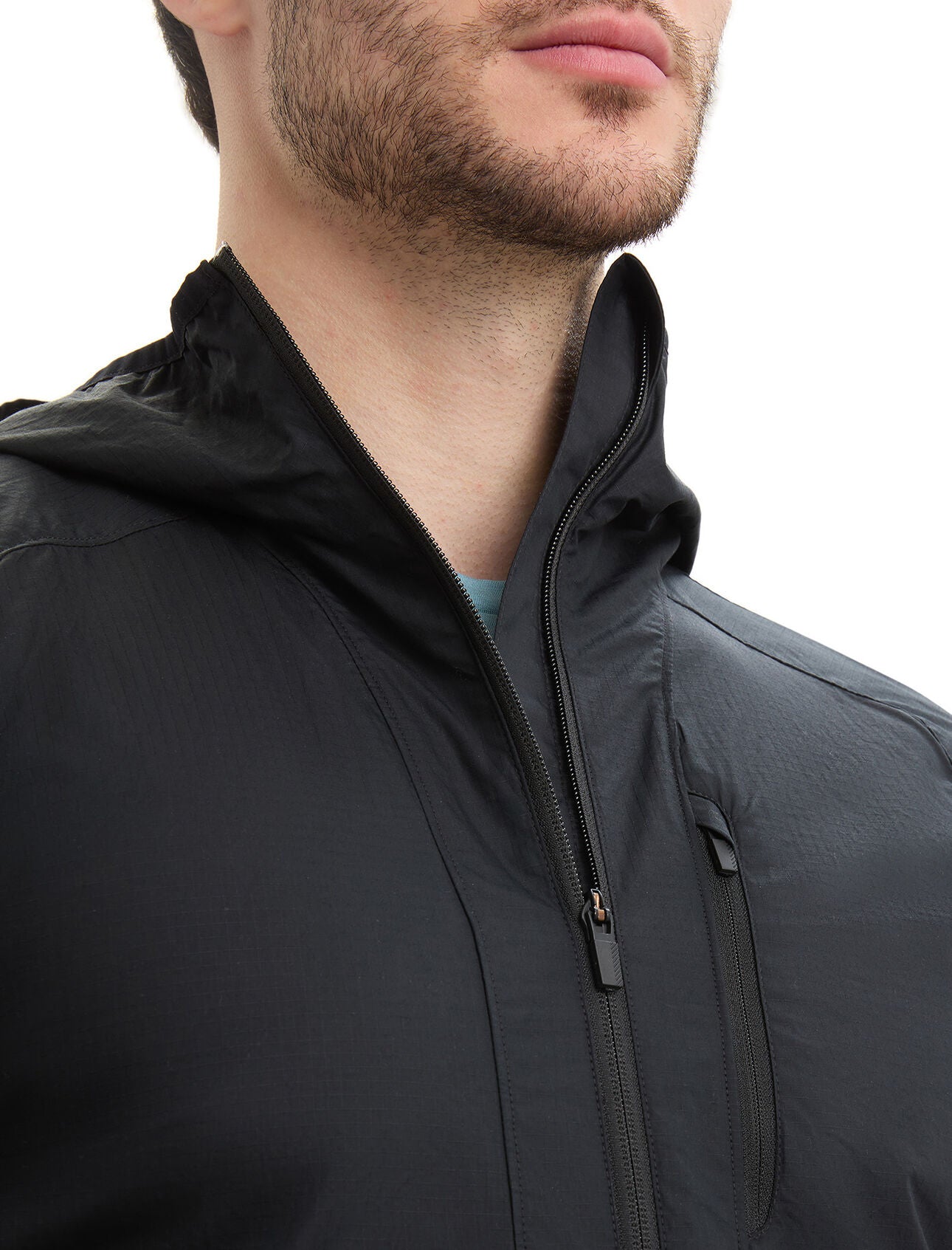 Mens Shell + Cotton Windbreaker - Black