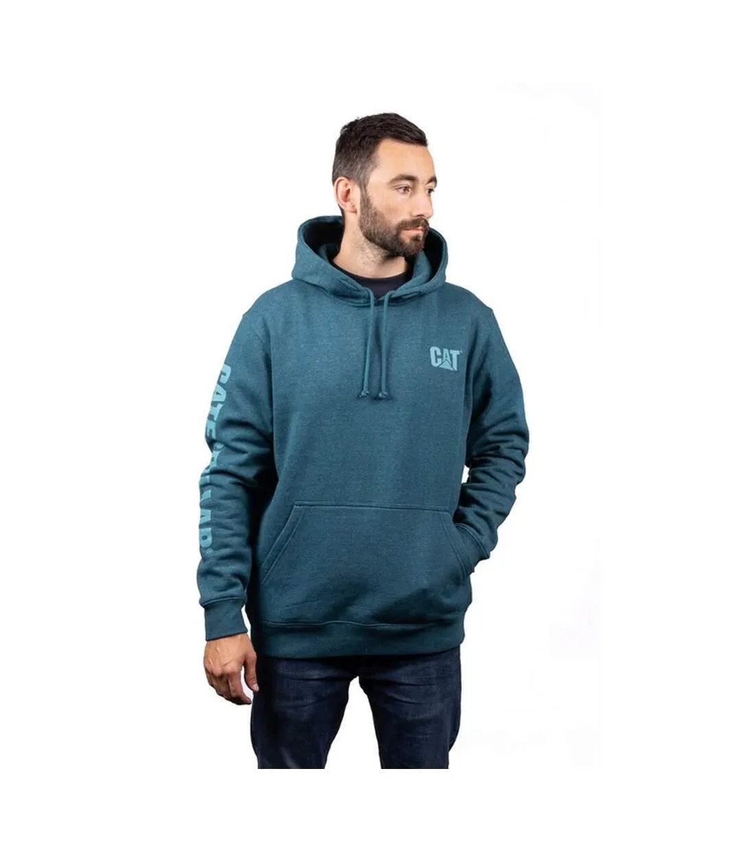 Mens trademark banner hoodie mallard blue Caterpillar