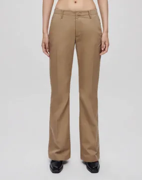 Mid Rise Flared Trouser - Khaki