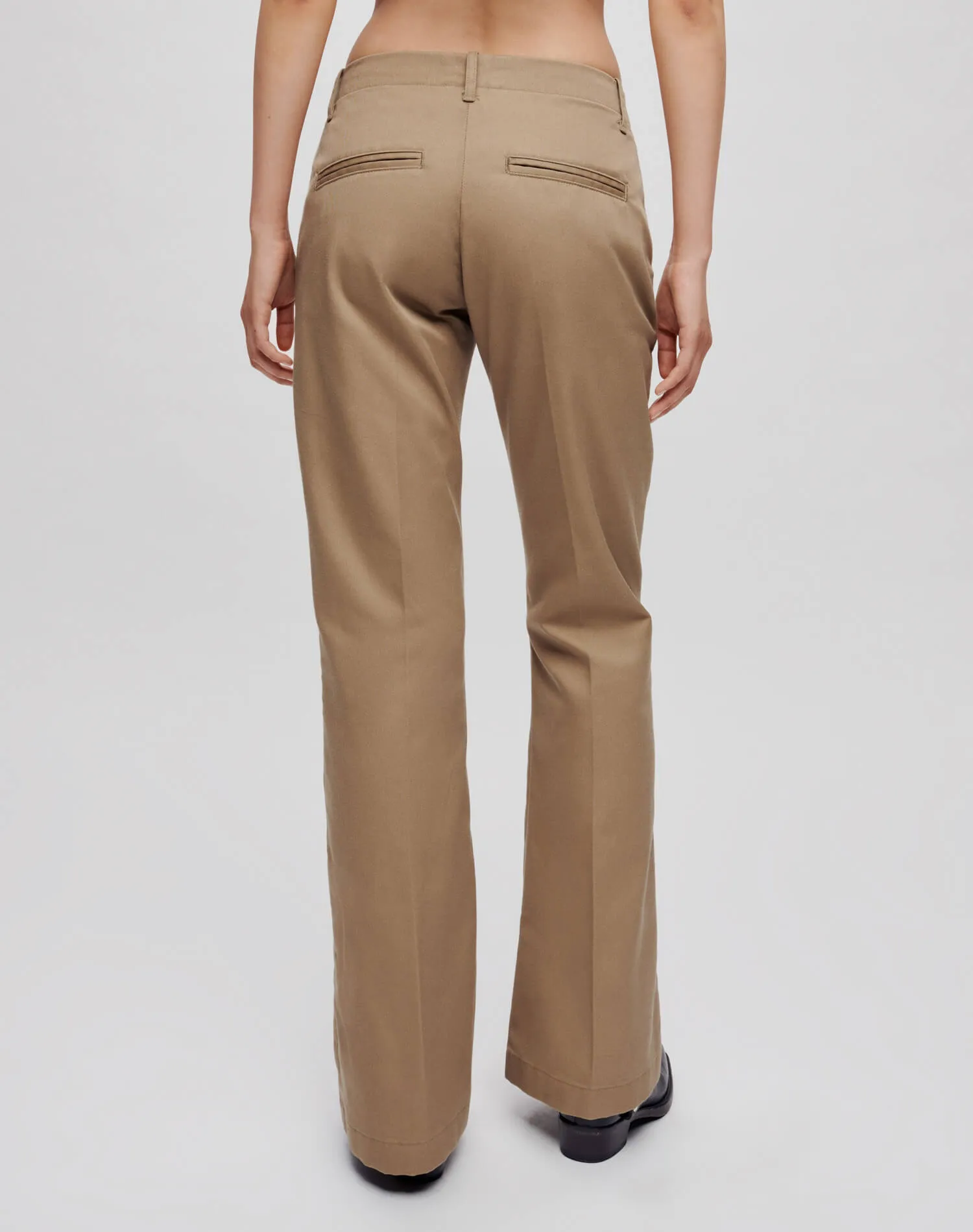 Mid Rise Flared Trouser - Khaki