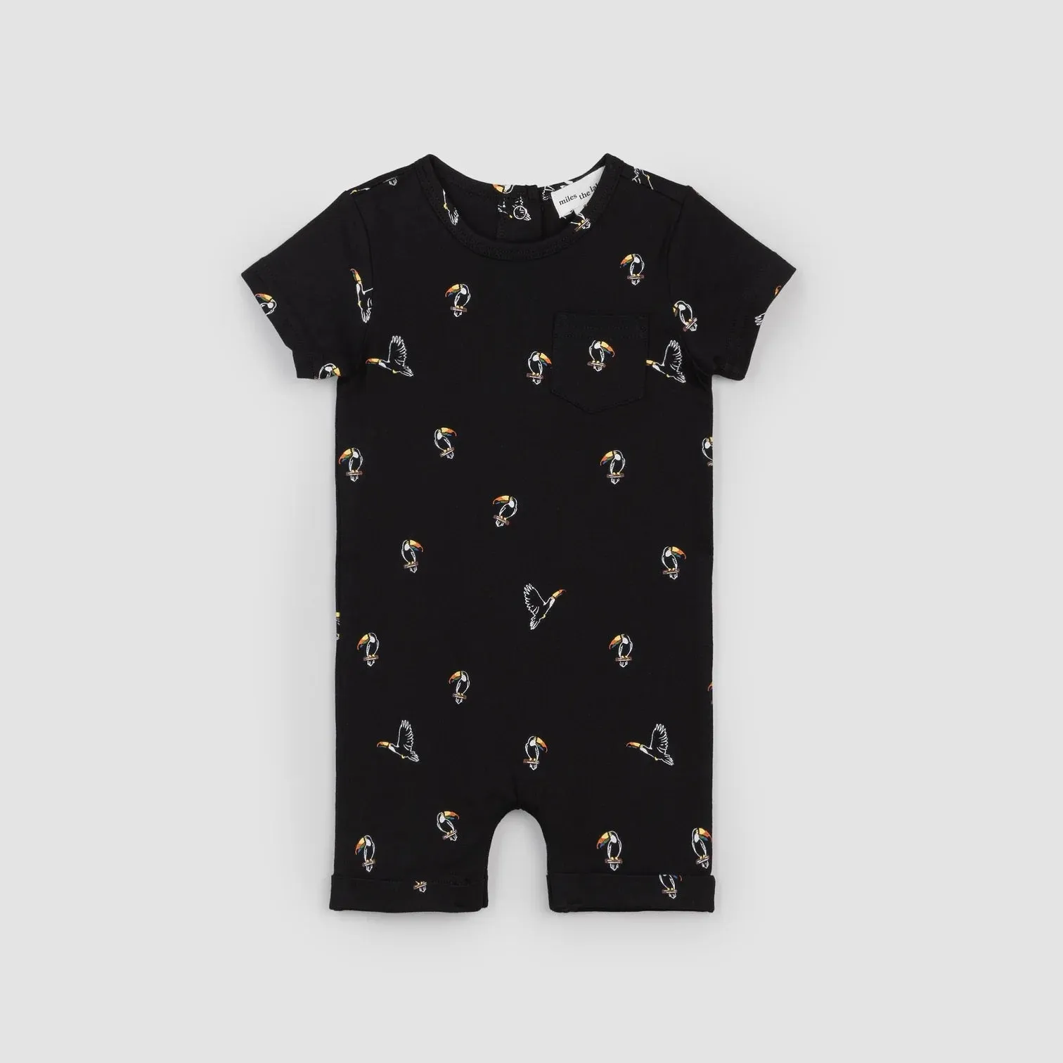 Miles The Label - Toucan Print on Black Romper