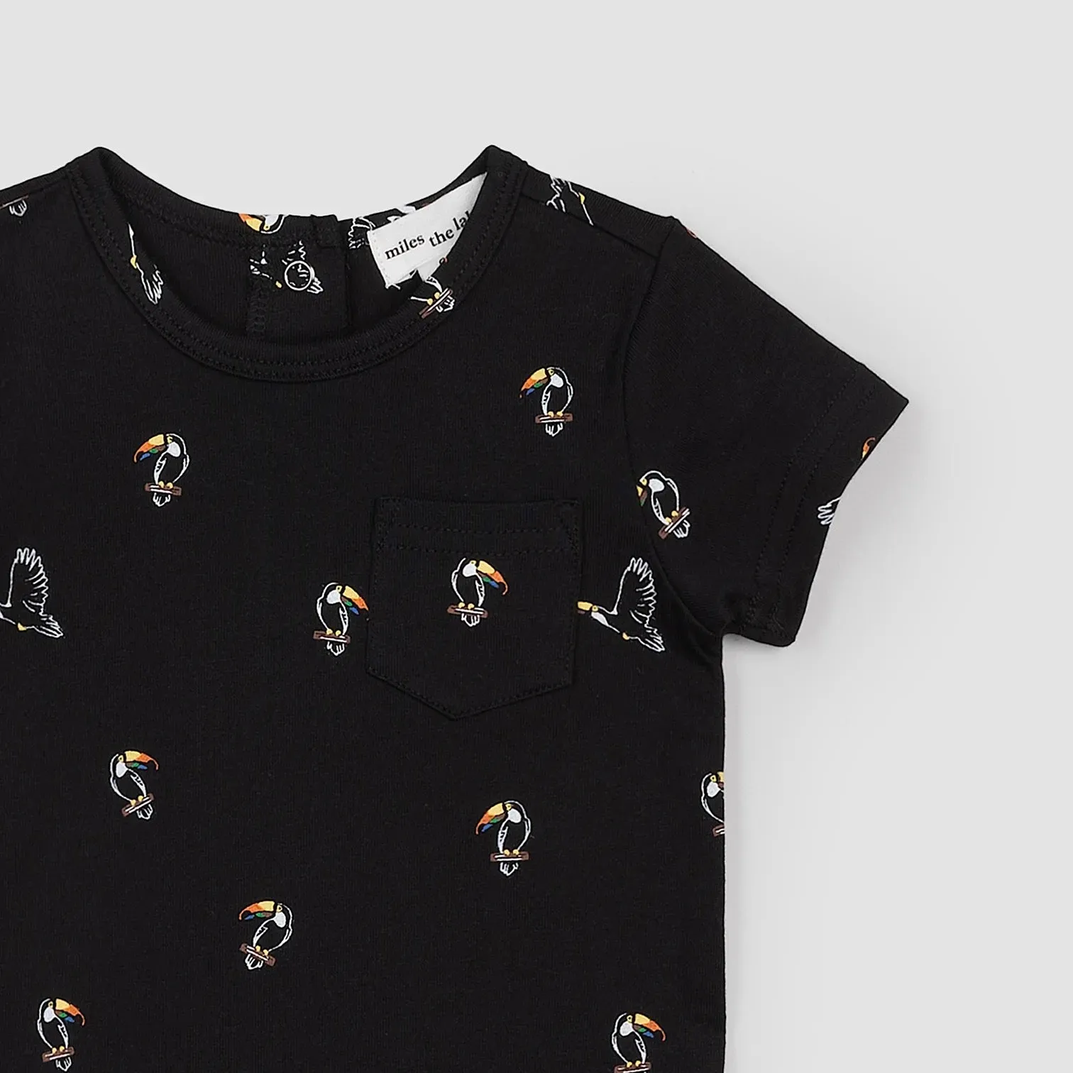 Miles The Label - Toucan Print on Black Romper