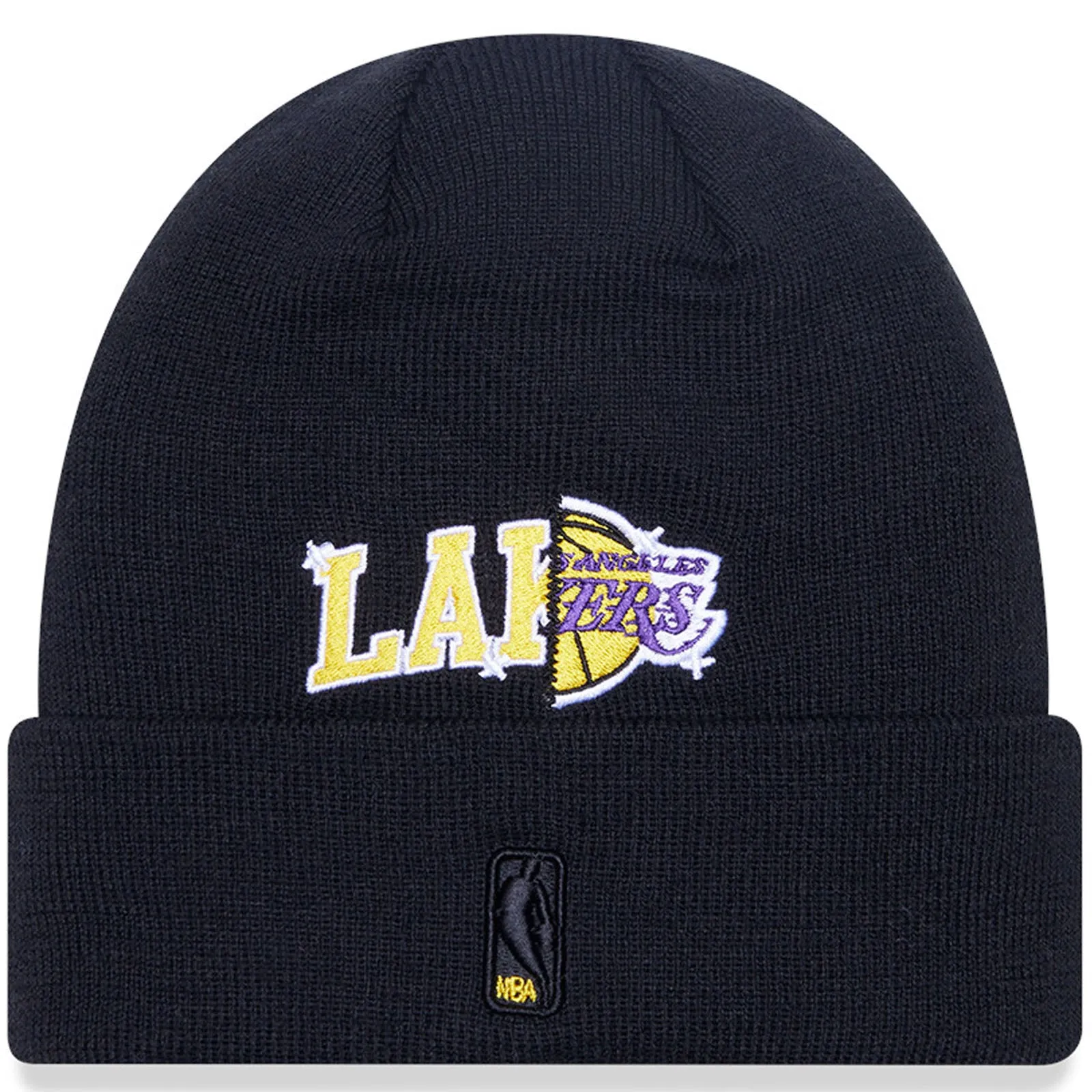 New Era Mens Los Angeles Lakers Multi Patch Beanie Hat - Black