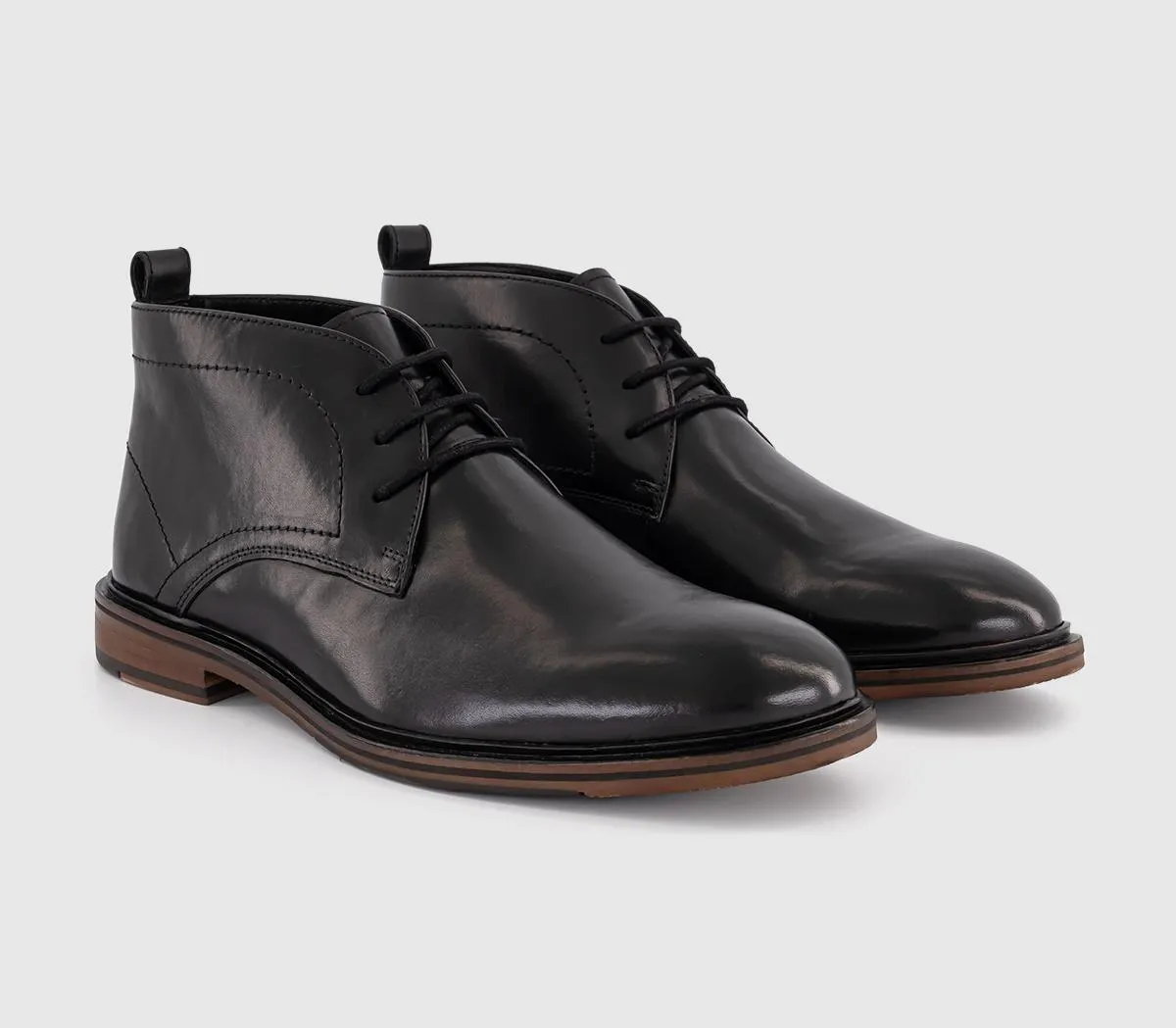 OFFICE Barnaby Smart Chukka Boots Black Leather