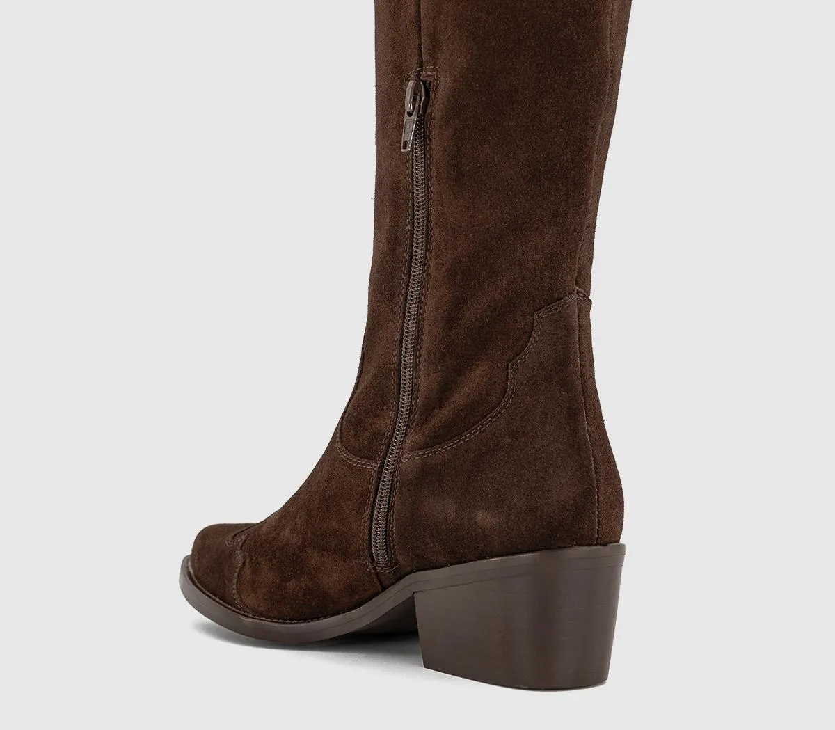 OFFICE Kezia Heeled Western Knee Boots Brown Suede