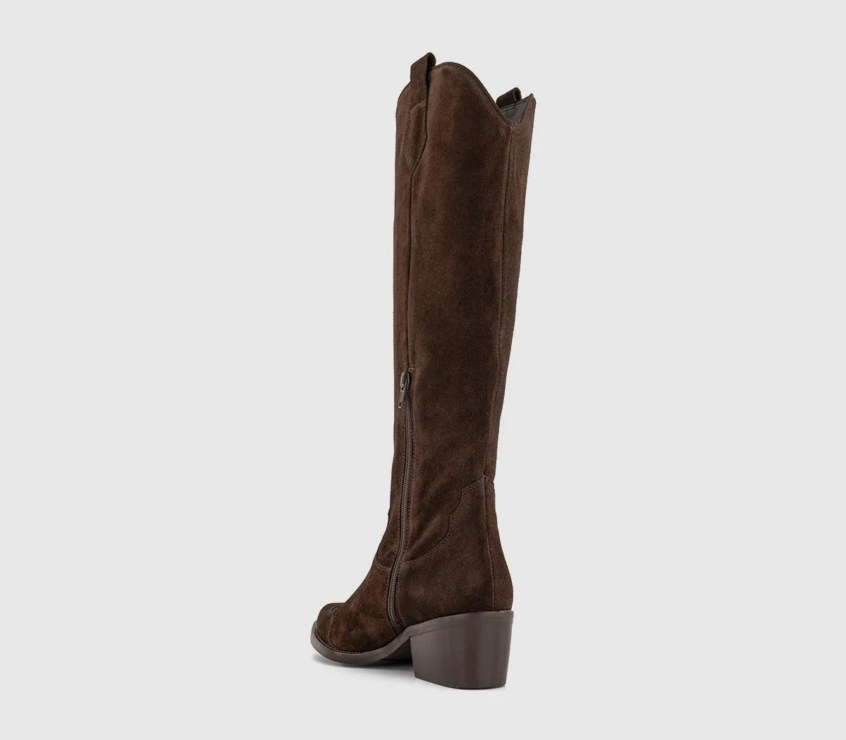 OFFICE Kezia Heeled Western Knee Boots Brown Suede