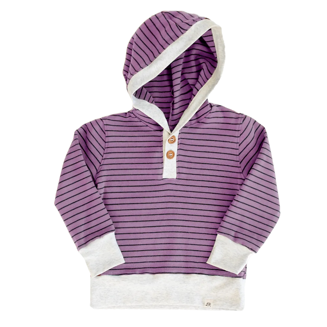 Orchid Stripe Button Hoodie