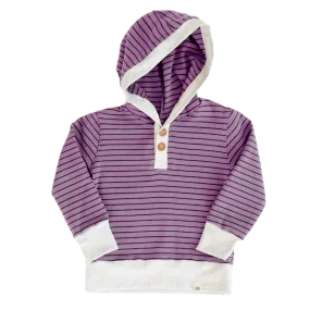 Orchid Stripe Button Hoodie