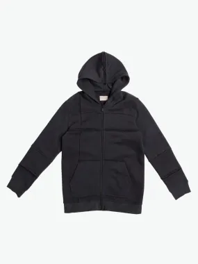 Organic Cotton Laser Cut Zip Up Hoodie Charcoal Grey