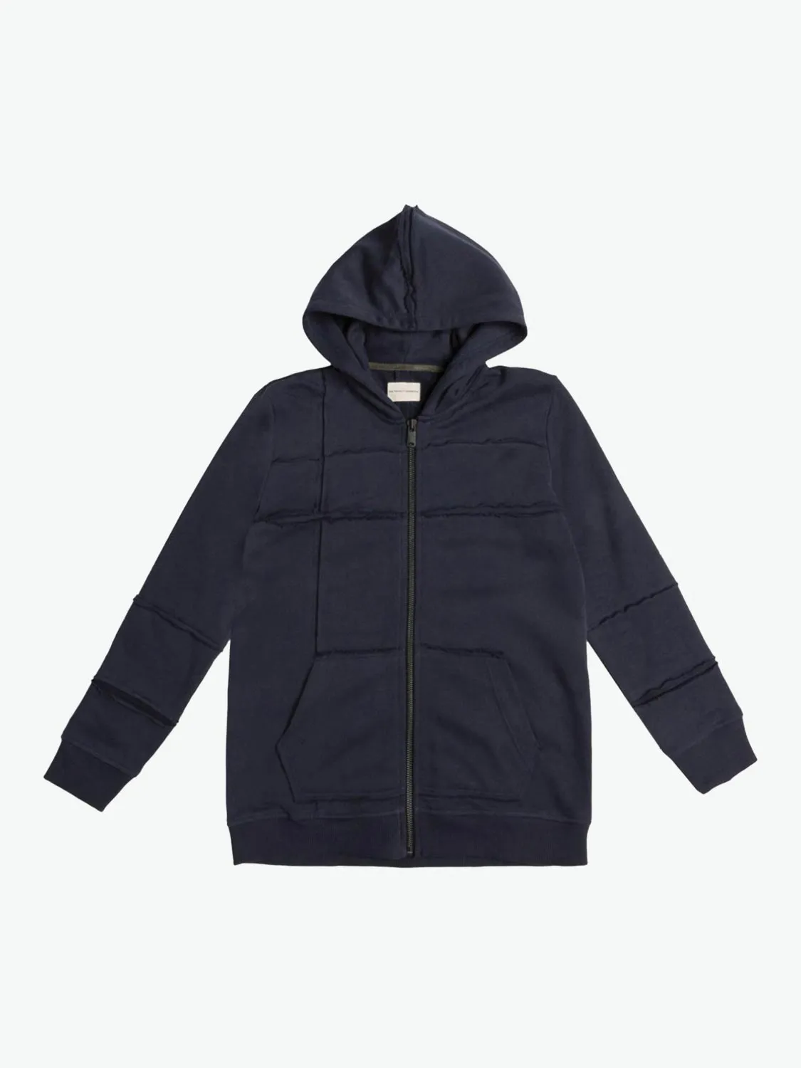 Organic Cotton Laser Cut Zip Up Hoodie Navy Blue