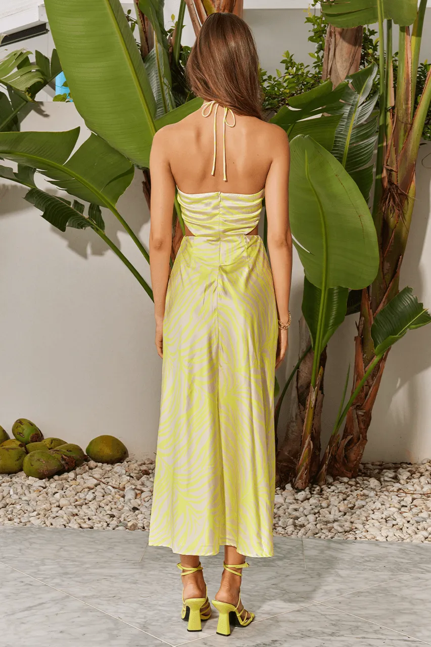 Orica Midi Slip Dress - Yellow Print