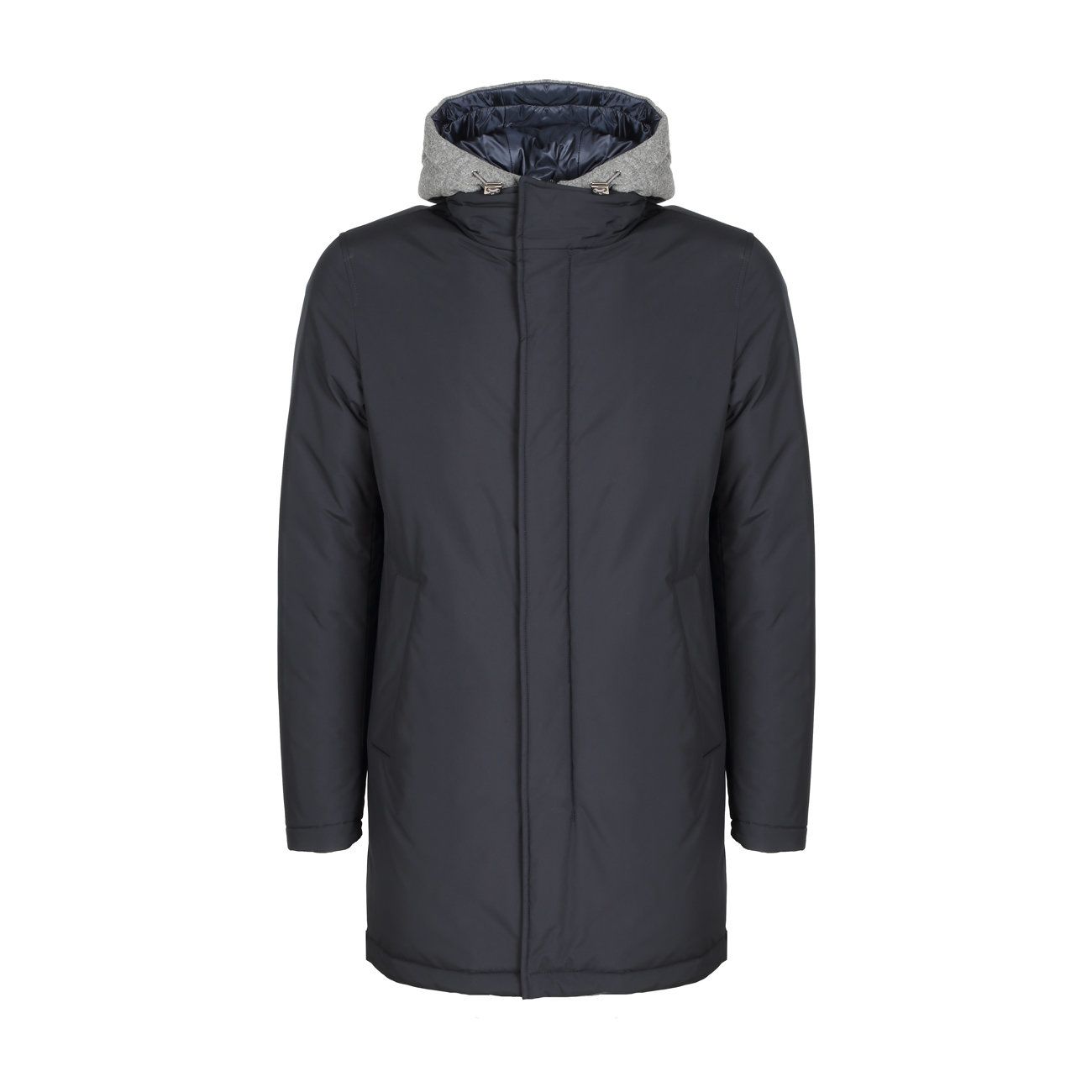 PARKA IN NYLON IN DOPPIO TESSUTO CON CAPPUCCIO STACCABILE Uomo Navy Grigio