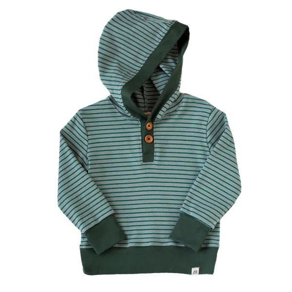 Peppermint Stripe Button Hoodie