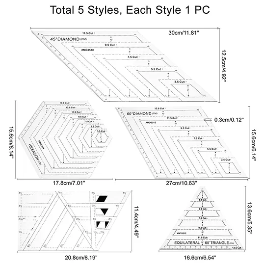 Premium Clear Master Cut Quilting Templates